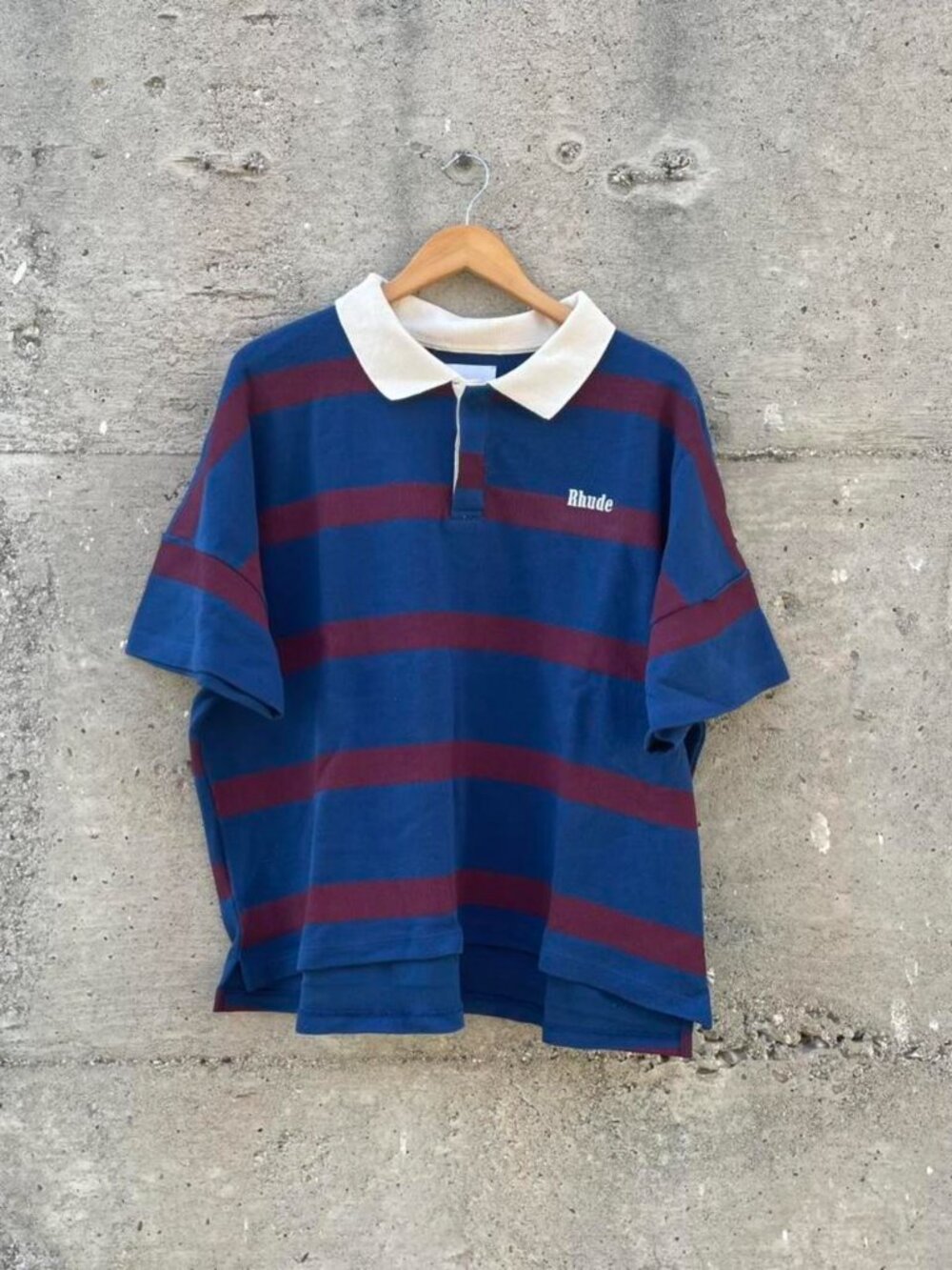 RHUDE striped shorts sleeve pique polo